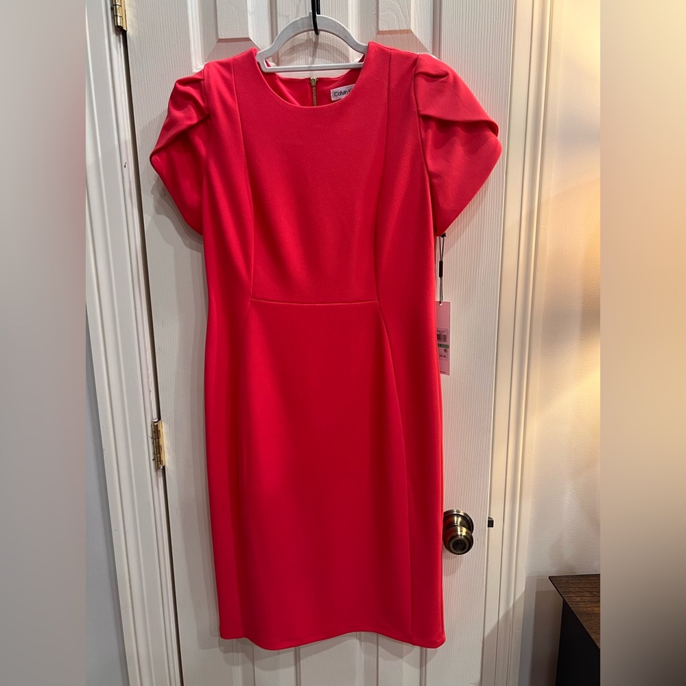NWT Calvin Klein Sz. 8 Coral Knee- Length Easter Wedding Guest Cocktail Dress